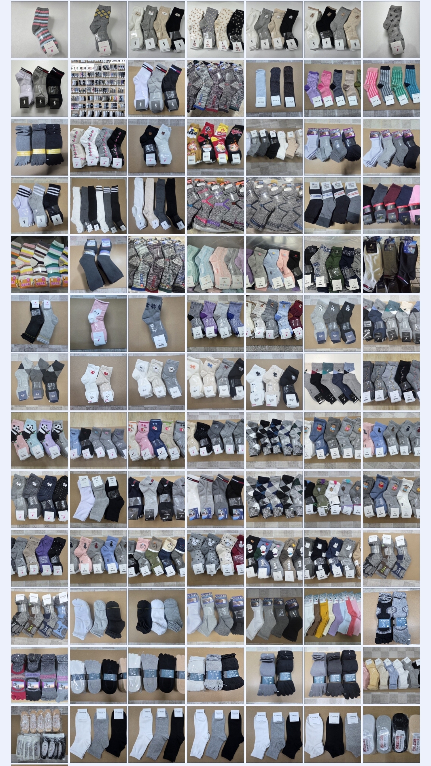 백년양말 제품 라인업 샘플